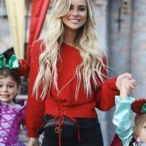 💕LF SEEK THE LABEL Chunky Corset Lace Up Sweater